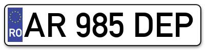 Placuta inmatriculare numar auto  AR-985-DEP, AR 985 DEP, AR985DEP
