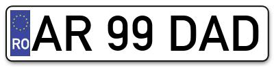 Placuta inmatriculare numar auto  AR-99-DAD, AR 99 DAD, AR99DAD