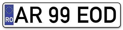 Placuta inmatriculare numar auto  AR-99-EOD, AR 99 EOD, AR99EOD