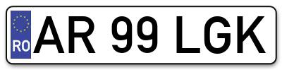 Placuta inmatriculare numar auto  AR-99-LGK, AR 99 LGK, AR99LGK