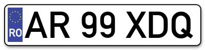 Placuta inmatriculare numar auto  AR-99-XDQ, AR 99 XDQ, AR99XDQ