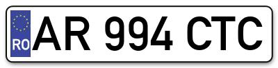 Placuta inmatriculare numar auto  AR-994-CTC, AR 994 CTC, AR994CTC