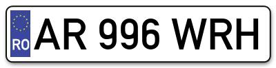 Placuta inmatriculare numar auto  AR-996-WRH, AR 996 WRH, AR996WRH