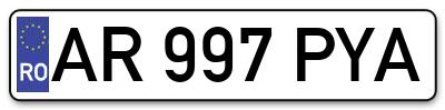 Placuta inmatriculare numar auto  AR-997-PYA, AR 997 PYA, AR997PYA