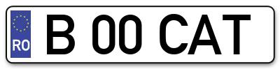 Placuta inmatriculare numar auto  B-00-CAT, B 00 CAT, B00CAT