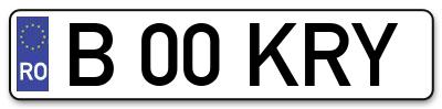 Placuta inmatriculare numar auto  B-00-KRY, B 00 KRY, B00KRY