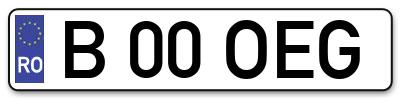 Placuta inmatriculare numar auto  B-00-OEG, B 00 OEG, B00OEG