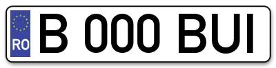 Placuta inmatriculare numar auto  B-000-BUI, B 000 BUI, B000BUI