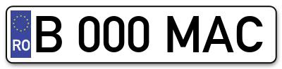 Placuta inmatriculare numar auto  B-000-MAC, B 000 MAC, B000MAC