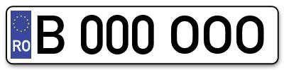 Placuta inmatriculare numar auto  B-000-OOO, B 000 OOO, B000OOO