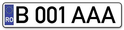 Placuta inmatriculare numar auto  B-001-AAA, B 001 AAA, B001AAA