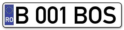 Placuta inmatriculare numar auto  B-001-BOS, B 001 BOS, B001BOS