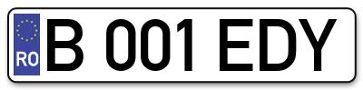 Placuta inmatriculare numar auto  B-001-EDY, B 001 EDY, B001EDY