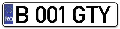 Placuta inmatriculare numar auto  B-001-GTY, B 001 GTY, B001GTY