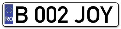 Placuta inmatriculare numar auto  B-002-JOY, B 002 JOY, B002JOY