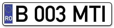 Placuta inmatriculare numar auto  B-003-MTI, B 003 MTI, B003MTI