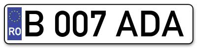 Placuta inmatriculare numar auto  B-007-ADA, B 007 ADA, B007ADA
