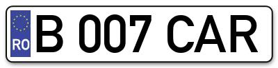 Placuta inmatriculare numar auto  B-007-CAR, B 007 CAR, B007CAR