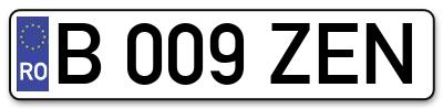 Placuta inmatriculare numar auto  B-009-ZEN, B 009 ZEN, B009ZEN