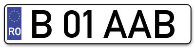Placuta inmatriculare numar auto  B-01-AAB, B 01 AAB, B01AAB