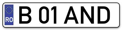 Placuta inmatriculare numar auto  B-01-AND, B 01 AND, B01AND
