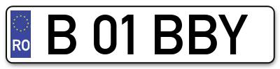 Placuta inmatriculare numar auto  B-01-BBY, B 01 BBY, B01BBY