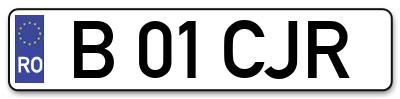 Placuta inmatriculare numar auto  B-01-CJR, B 01 CJR, B01CJR