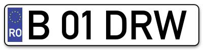 Placuta inmatriculare numar auto  B-01-DRW, B 01 DRW, B01DRW