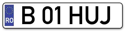 Placuta inmatriculare numar auto  B-01-HUJ, B 01 HUJ, B01HUJ