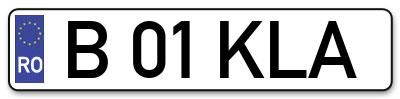 Placuta inmatriculare numar auto  B-01-KLA, B 01 KLA, B01KLA