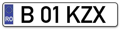 Placuta inmatriculare numar auto  B-01-KZX, B 01 KZX, B01KZX