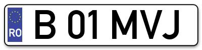 Placuta inmatriculare numar auto  B-01-MVJ, B 01 MVJ, B01MVJ