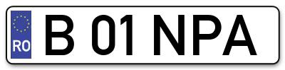 Placuta inmatriculare numar auto  B-01-NPA, B 01 NPA, B01NPA