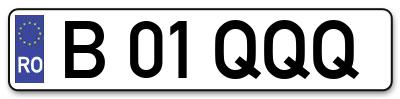 Placuta inmatriculare numar auto  B-01-QQQ, B 01 QQQ, B01QQQ