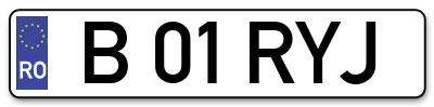 Placuta inmatriculare numar auto  B-01-RYJ, B 01 RYJ, B01RYJ