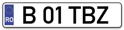 Placuta inmatriculare numar auto  B-01-TBZ, B 01 TBZ, B01TBZ