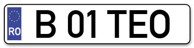 Placuta inmatriculare numar auto  B-01-TEO, B 01 TEO, B01TEO