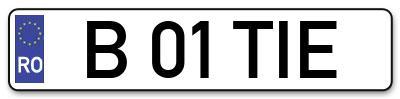 Placuta inmatriculare numar auto  B-01-TIE, B 01 TIE, B01TIE