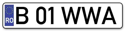 Placuta inmatriculare numar auto  B-01-WWA, B 01 WWA, B01WWA