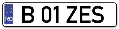 Placuta inmatriculare numar auto  B-01-ZES, B 01 ZES, B01ZES