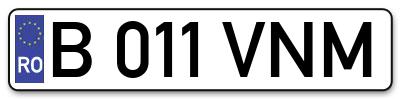 Placuta inmatriculare numar auto  B-011-VNM, B 011 VNM, B011VNM