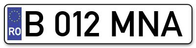 Placuta inmatriculare numar auto  B-012-MNA, B 012 MNA, B012MNA