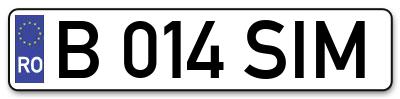 Placuta inmatriculare numar auto  B-014-SIM, B 014 SIM, B014SIM
