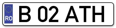 Placuta inmatriculare numar auto  B-02-ATH, B 02 ATH, B02ATH