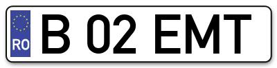 Placuta inmatriculare numar auto  B-02-EMT, B 02 EMT, B02EMT