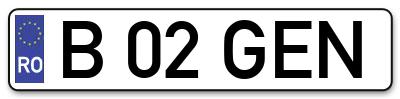Placuta inmatriculare numar auto  B-02-GEN, B 02 GEN, B02GEN