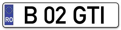 Placuta inmatriculare numar auto  B-02-GTI, B 02 GTI, B02GTI