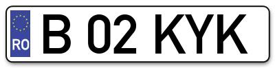 Placuta inmatriculare numar auto  B-02-KYK, B 02 KYK, B02KYK