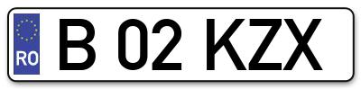 Placuta inmatriculare numar auto  B-02-KZX, B 02 KZX, B02KZX