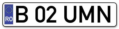 Placuta inmatriculare numar auto  B-02-UMN, B 02 UMN, B02UMN
